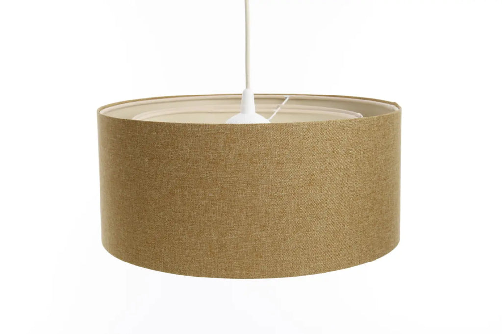 Suspension cylindrique en tissu écru et jaune moutarde, tailles S à L