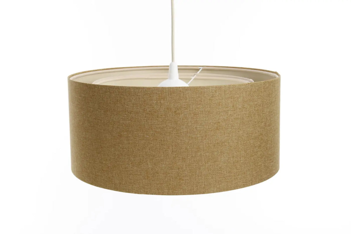 Suspension cylindrique en tissu écru et jaune moutarde, tailles S à L