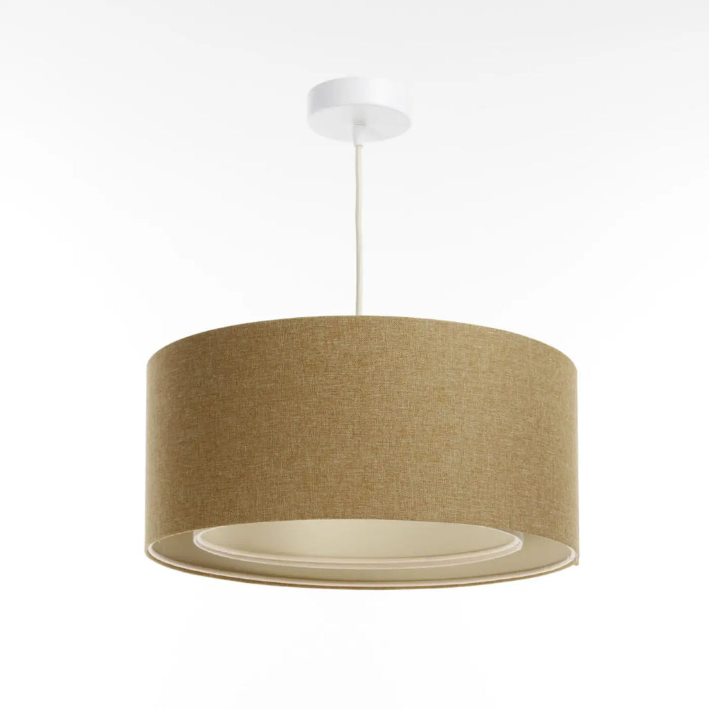 Suspension cylindrique en tissu écru et jaune moutarde, tailles S à L