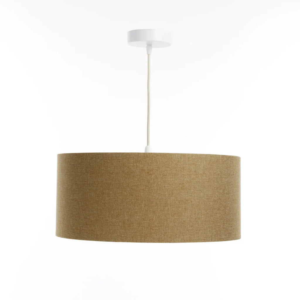 Suspension cylindrique en tissu écru et jaune moutarde, tailles S à L