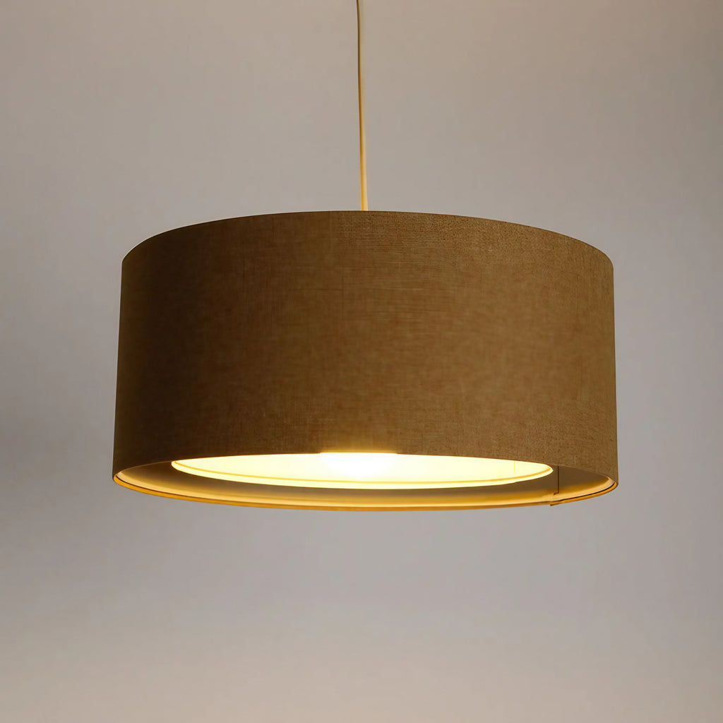 Suspension cylindrique en tissu écru et jaune moutarde, tailles S à L