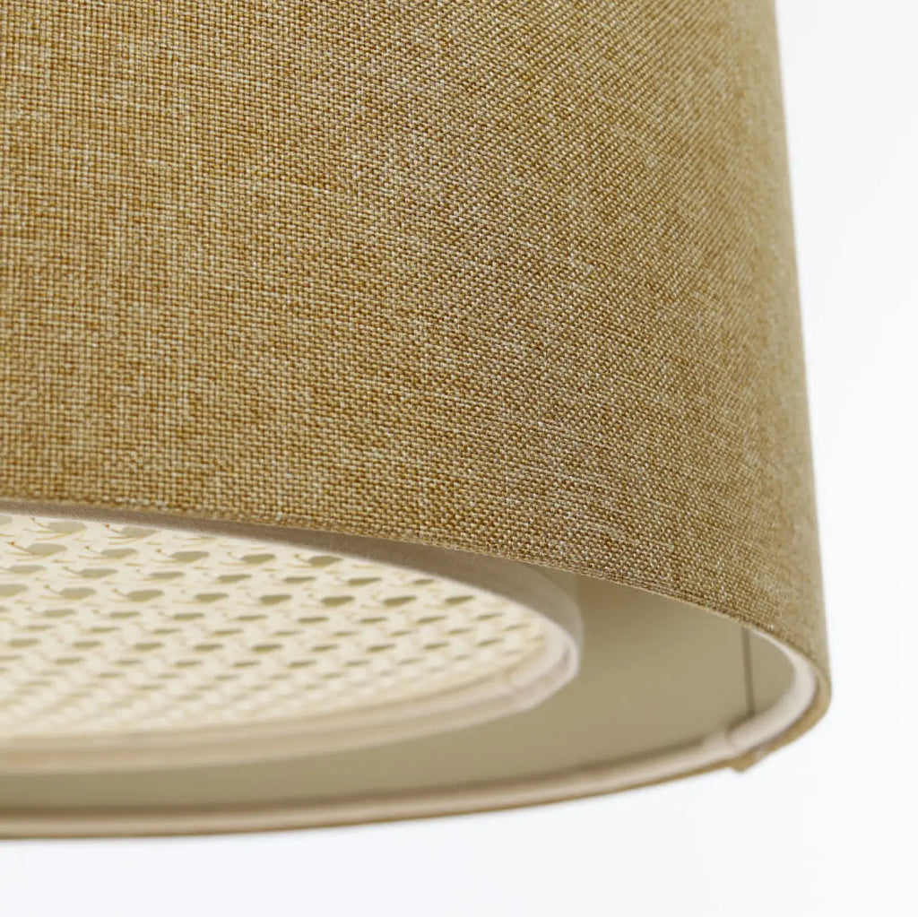 Suspension cylindrique en tissu écru, moutarde et crème, S, M, L