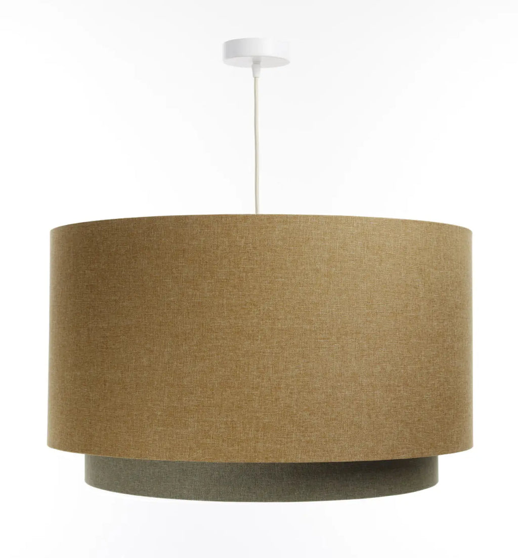 Suspension en tissu écru avec diffuseur en rotin, tailles S, M, L