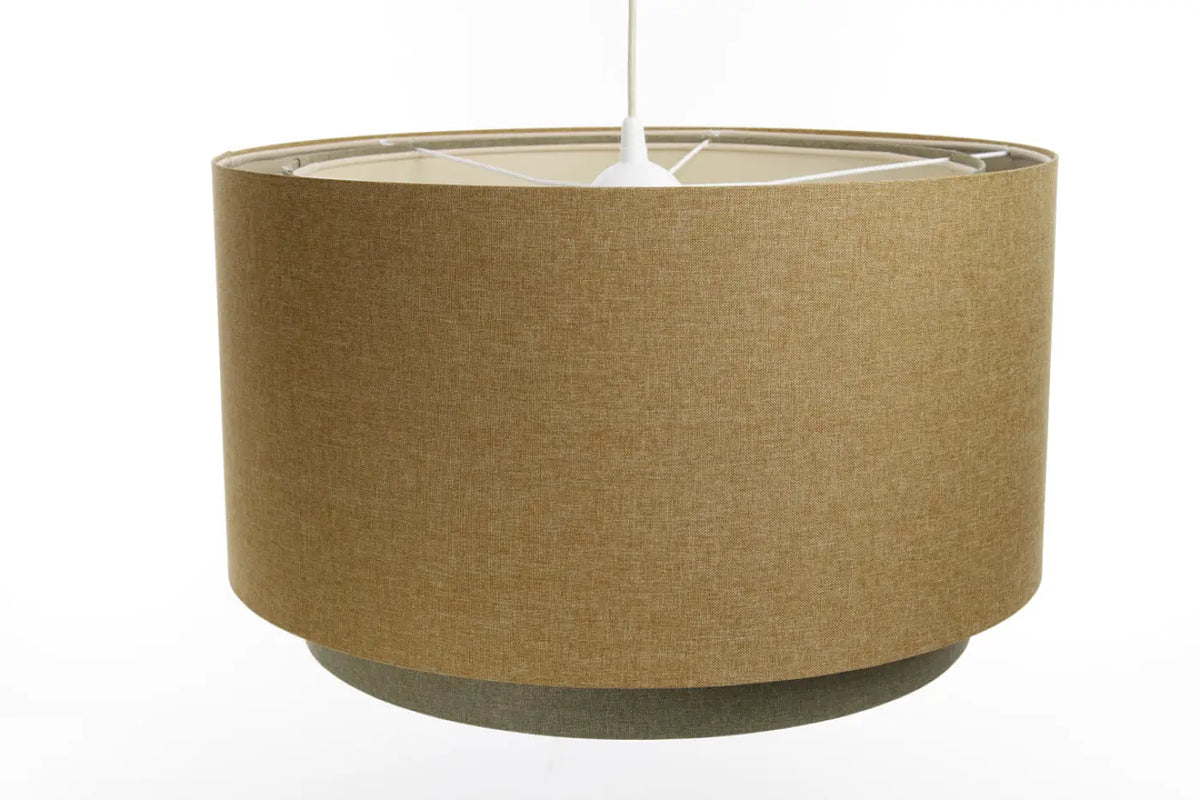 Suspension en tissu écru avec diffuseur en rotin, tailles S, M, L