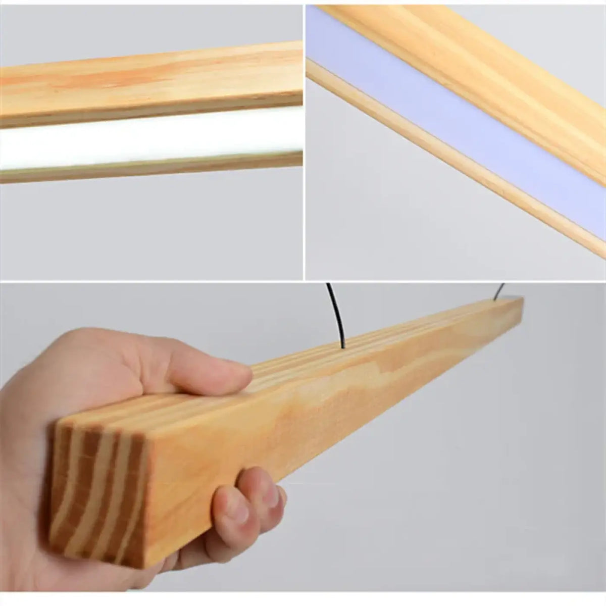 Suspension LED aspect bois clair ou foncé, trois tailles