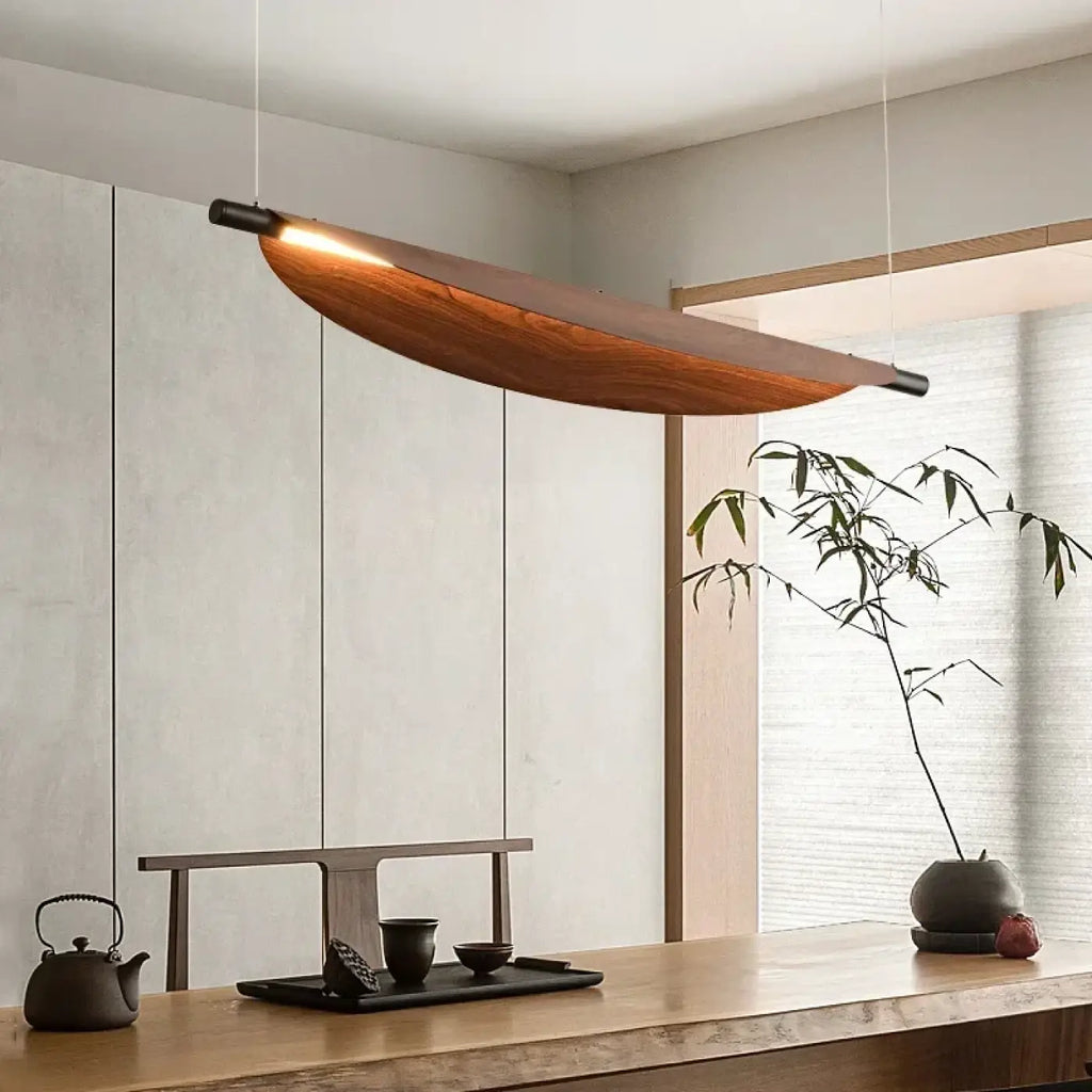 Suspension ovale aspect bois foncé, trois tailles