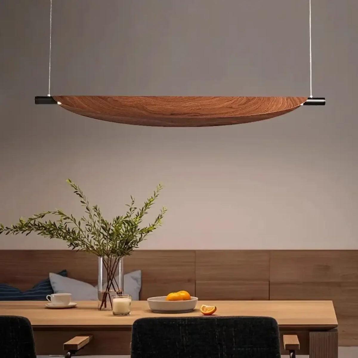 Suspension ovale aspect bois foncé, trois tailles