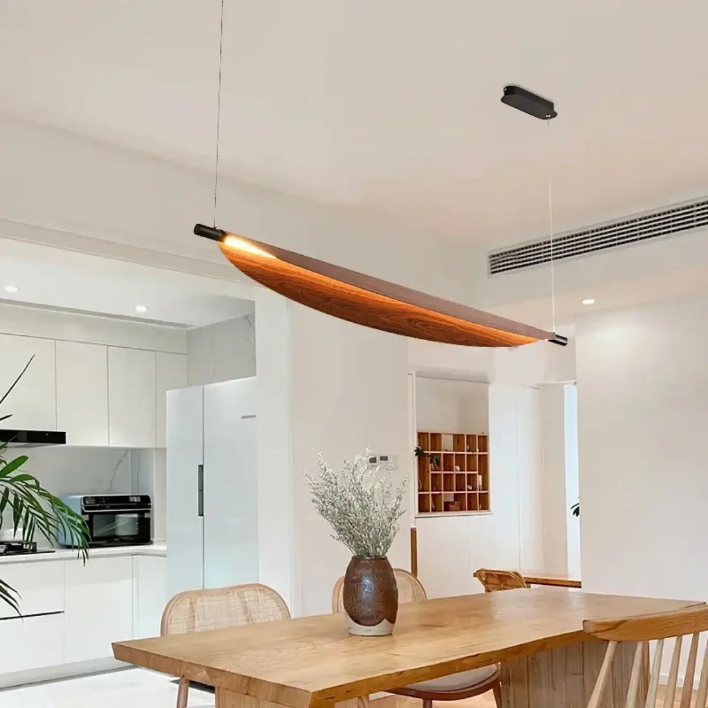Suspension ovale aspect bois foncé, trois tailles