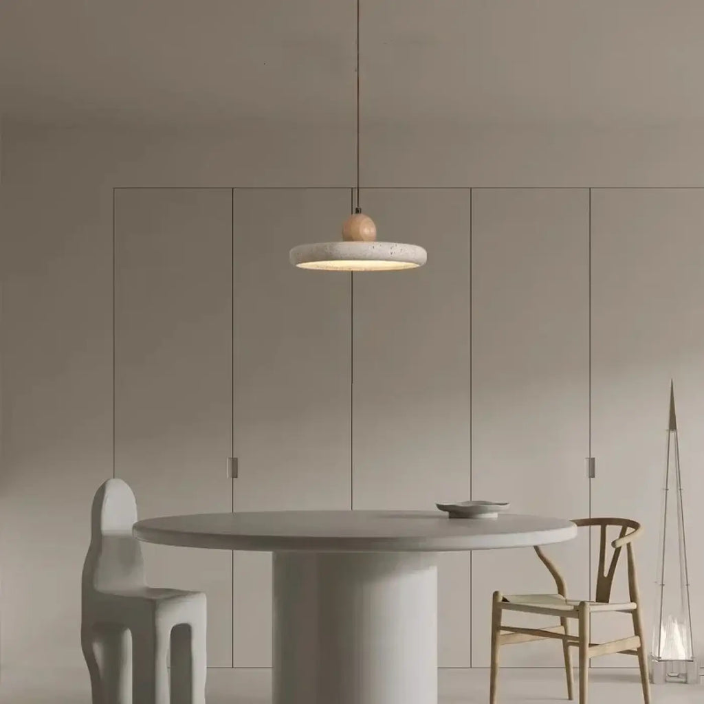 Suspension blanche aspect pierre ponce pour la cuisine