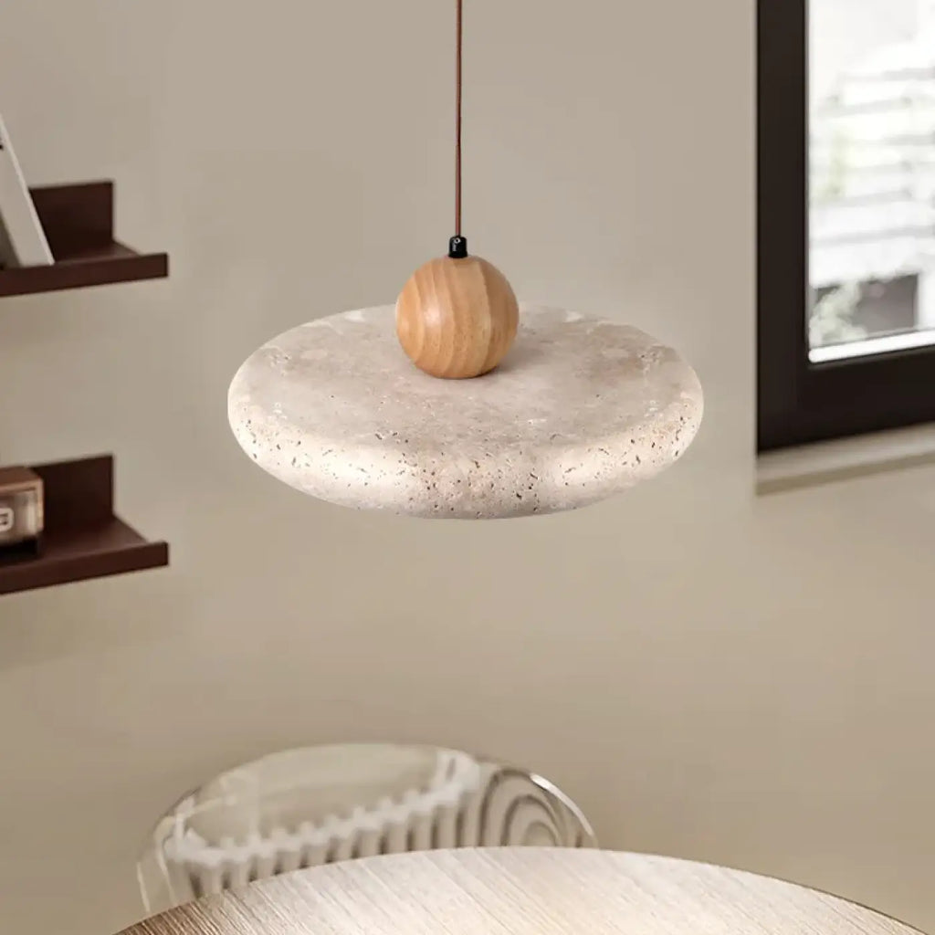 Suspension blanche aspect pierre ponce pour la cuisine
