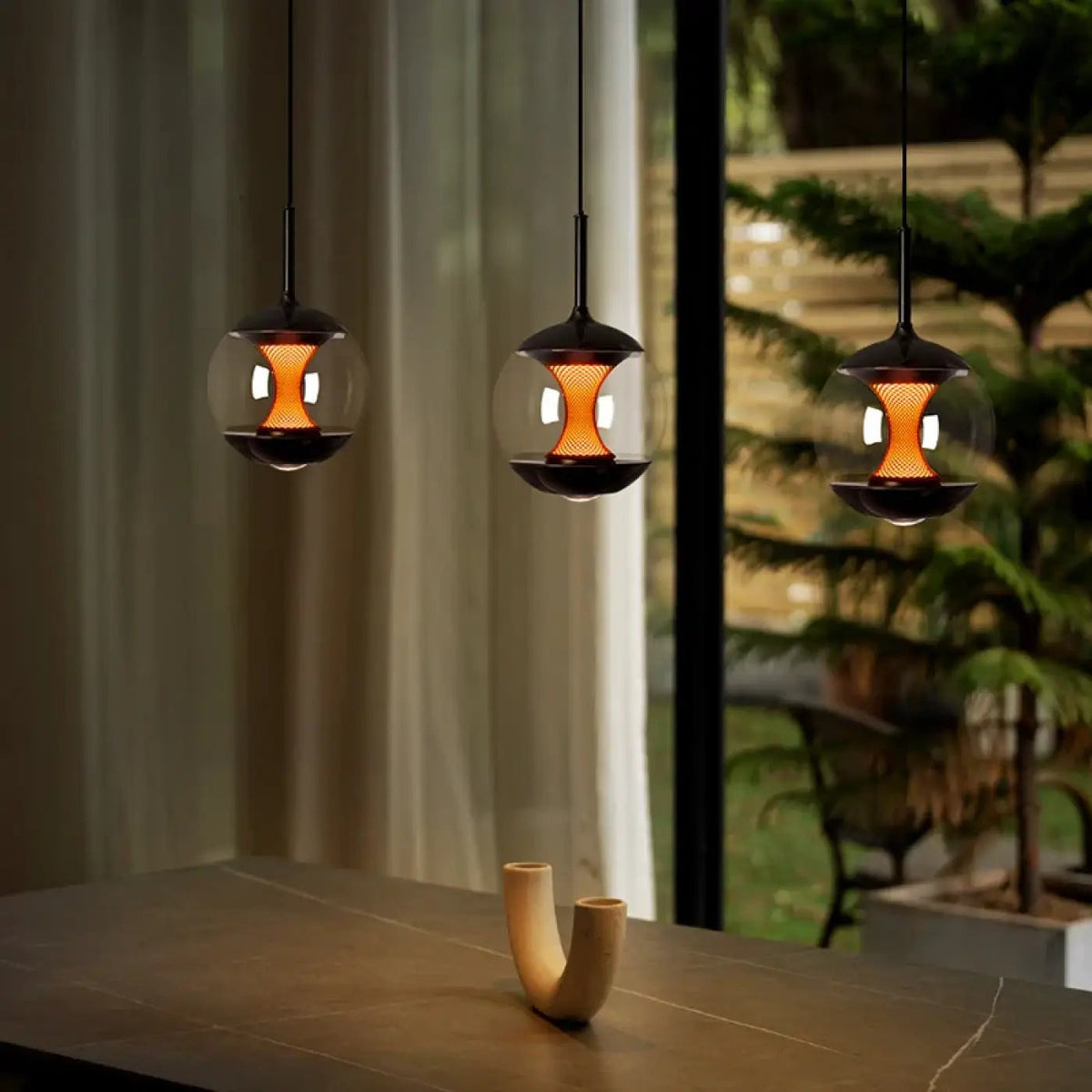 Suspension globe en verre transparent, câble réglable ou fixe