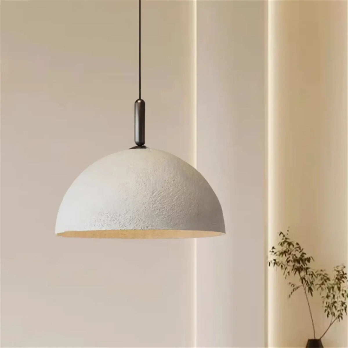 Suspension demi-dôme à finition texturée, quatre tailles, blanc