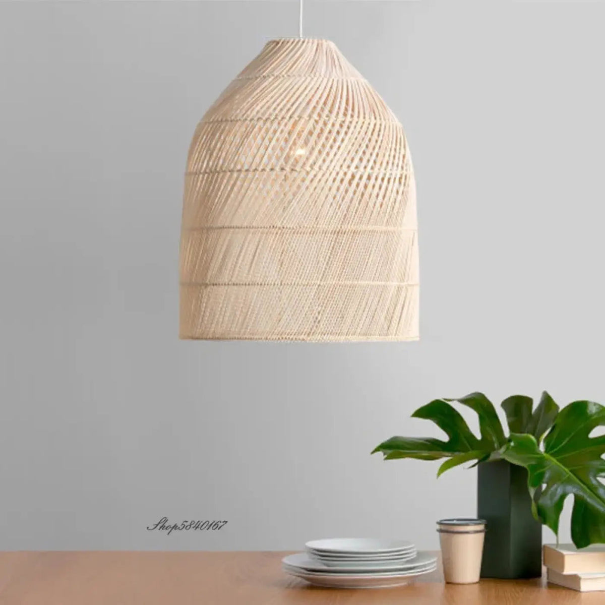 Suspension lanterne en osier tressé, beige ou noire