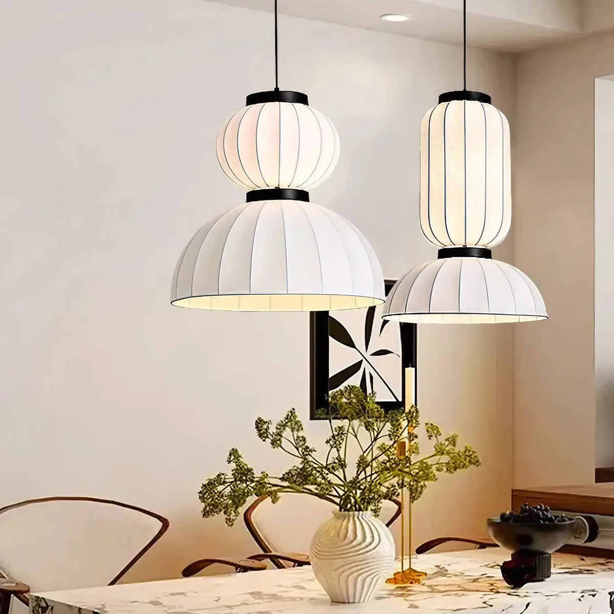 Suspension en tissu à formes superposées, trois modèles