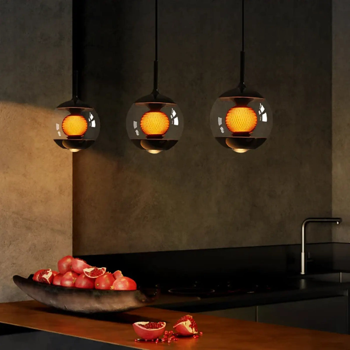 Suspension globe en verre transparent, câble réglable ou fixe