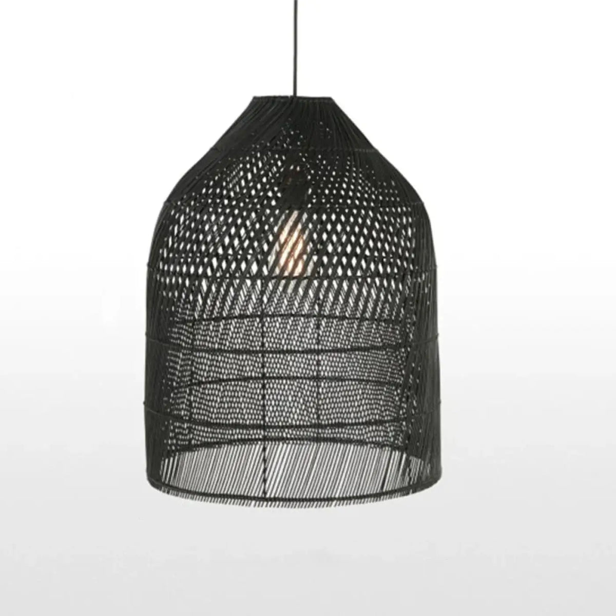 Suspension lanterne en osier tressé, beige ou noire, noir