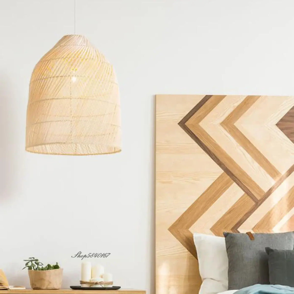 Suspension lanterne en osier tressé, beige ou noire