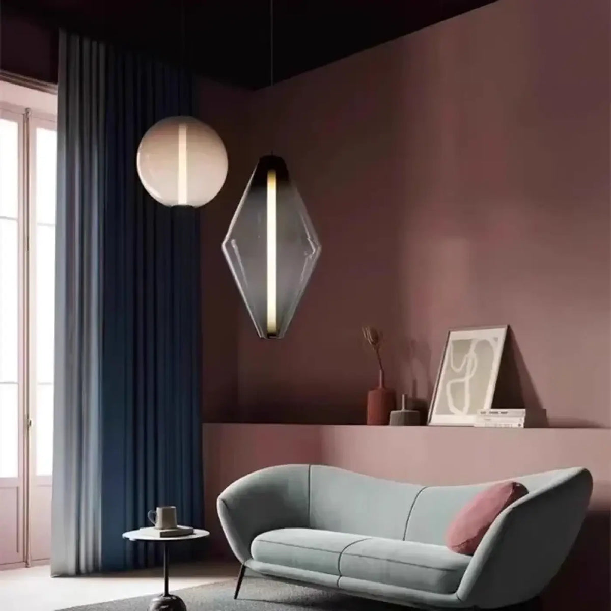 Suspension en verre, dégradé de suie, transparente ou blanche