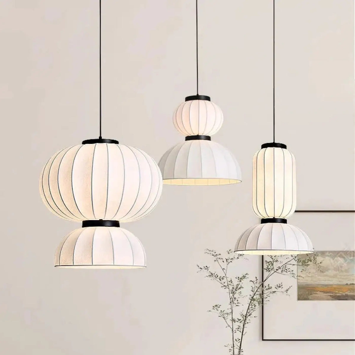 Suspension en tissu à formes superposées, trois modèles