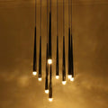 Suspension pluie de tubes lumineux, sept tailles, noir ou doré, noir