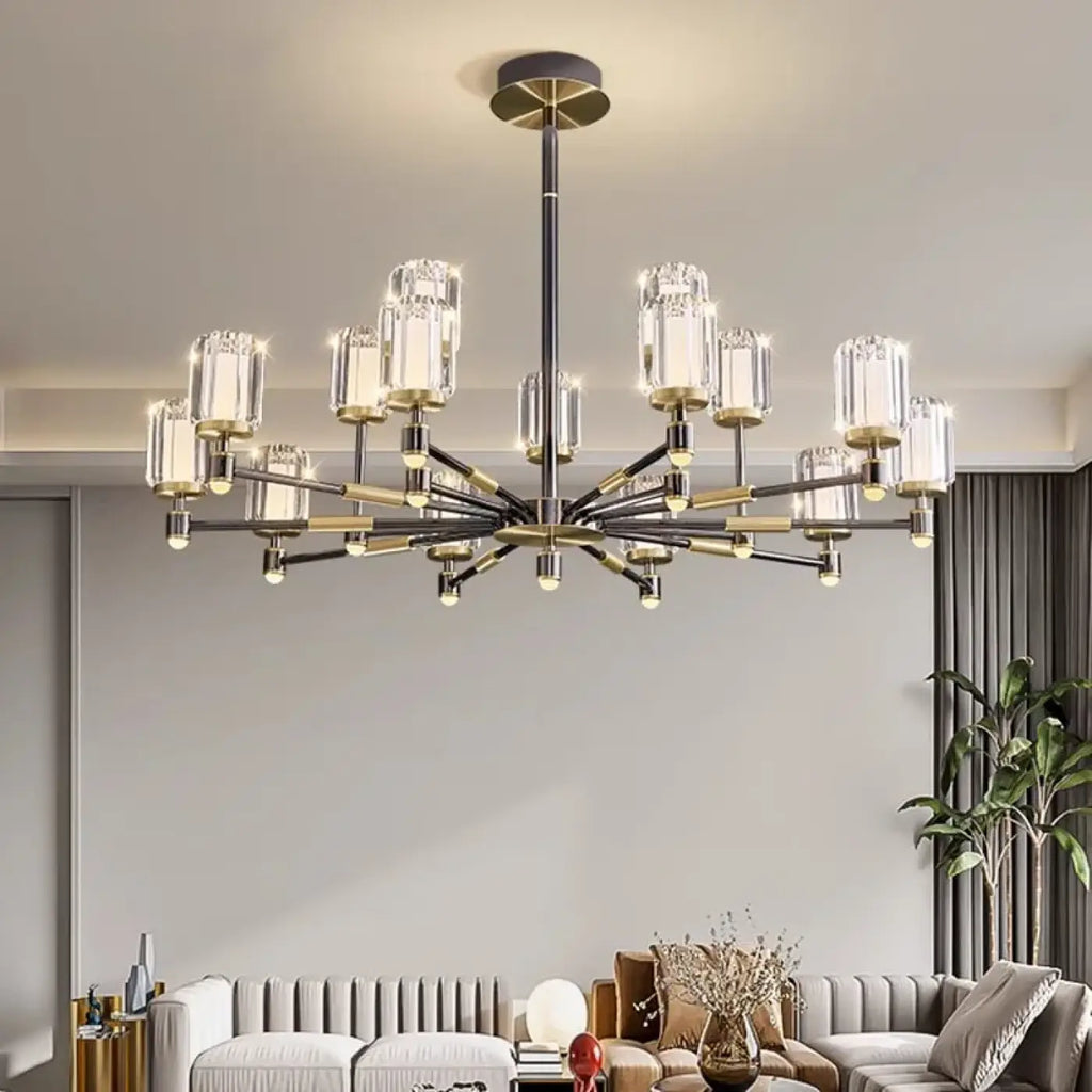 Suspension en verre strié et métal, trois tailles