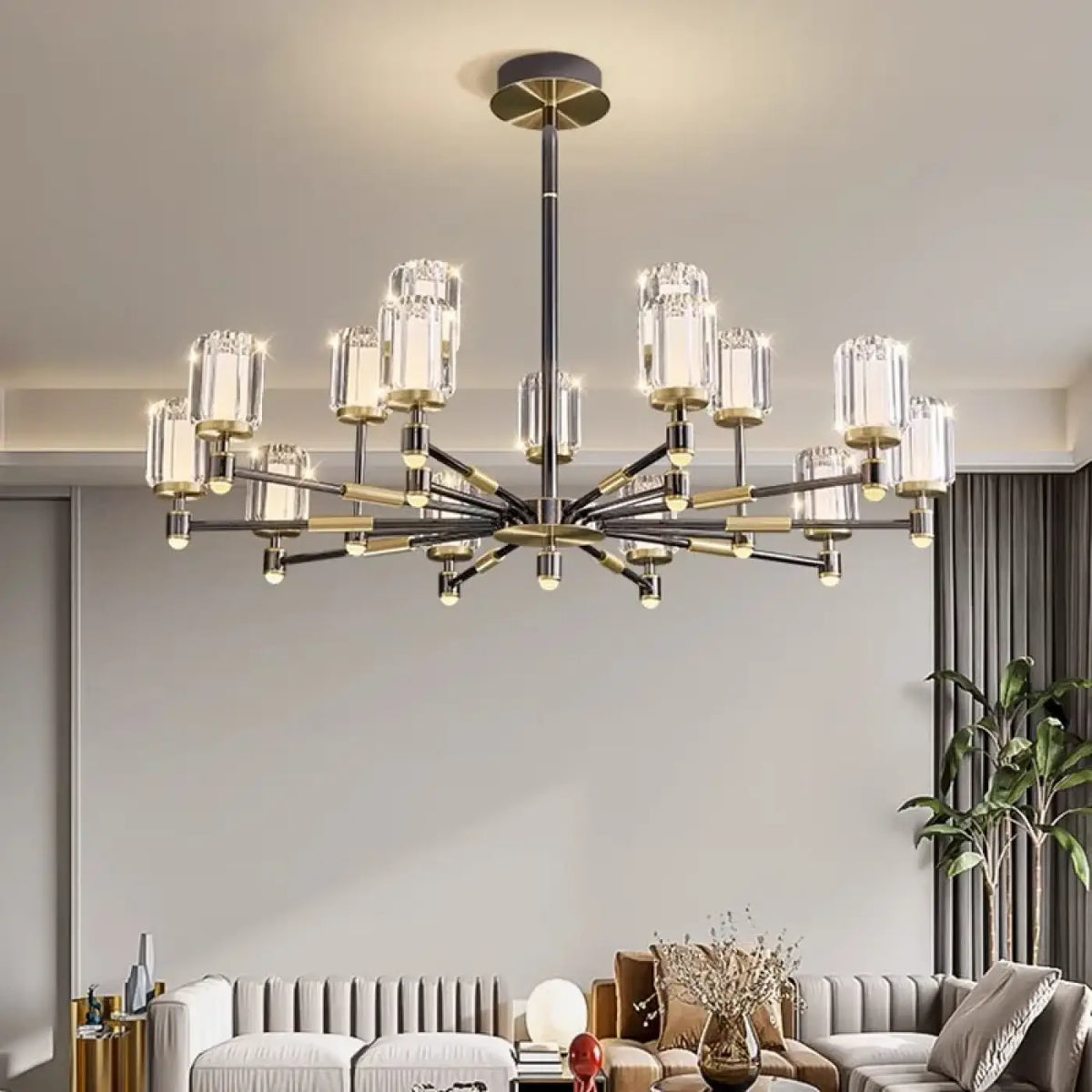 Suspension en verre strié et métal, trois tailles
