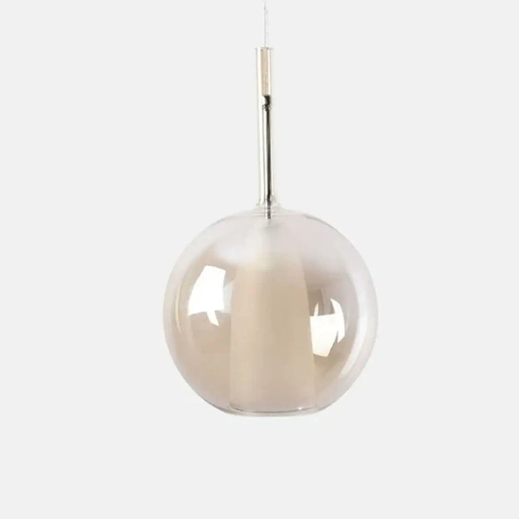 Suspension boule en verre teinté, quatre teintes dont or rose