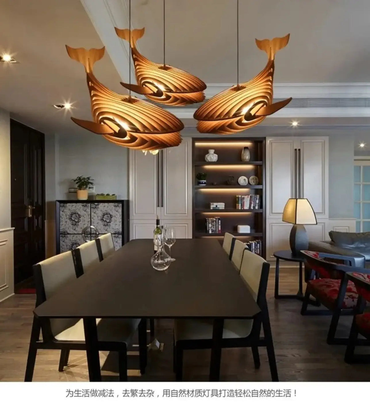Suspension baleine en bois, trois tailles S, M ou L