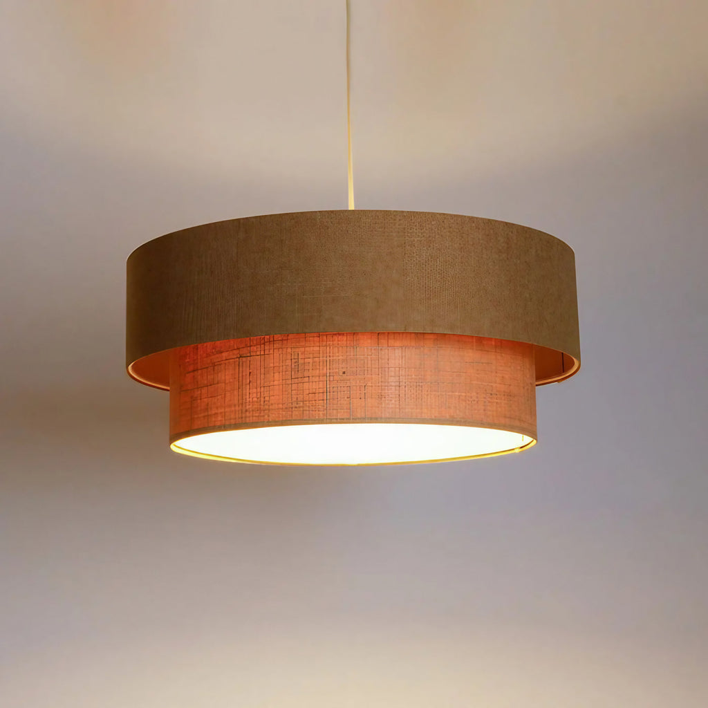 Suspension luminaire marron, beige et écru, tailles S, M, L