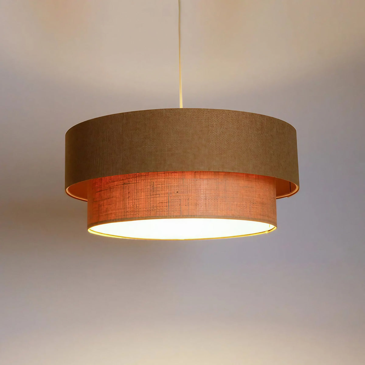 Suspension luminaire marron, beige et écru, tailles S, M, L
