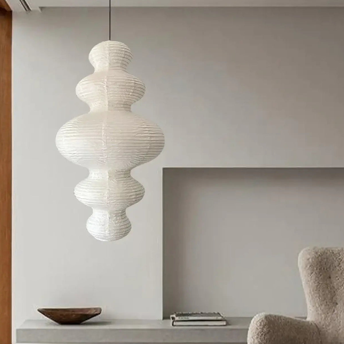 Suspension en papier moderne, lumière blanc chaud ou blanc froid