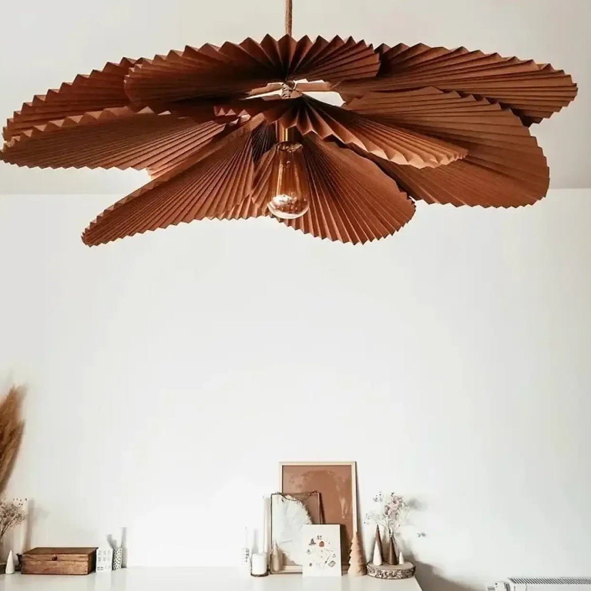 Suspension en papier marron au style bohème, trois tailles