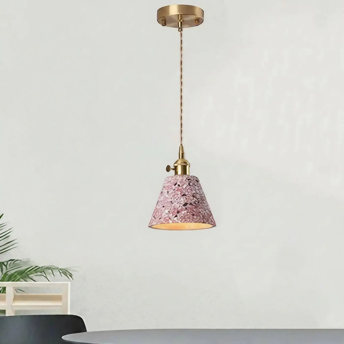 Suspension en pierre terrazzo, cinq coloris et quatre modèles, rose