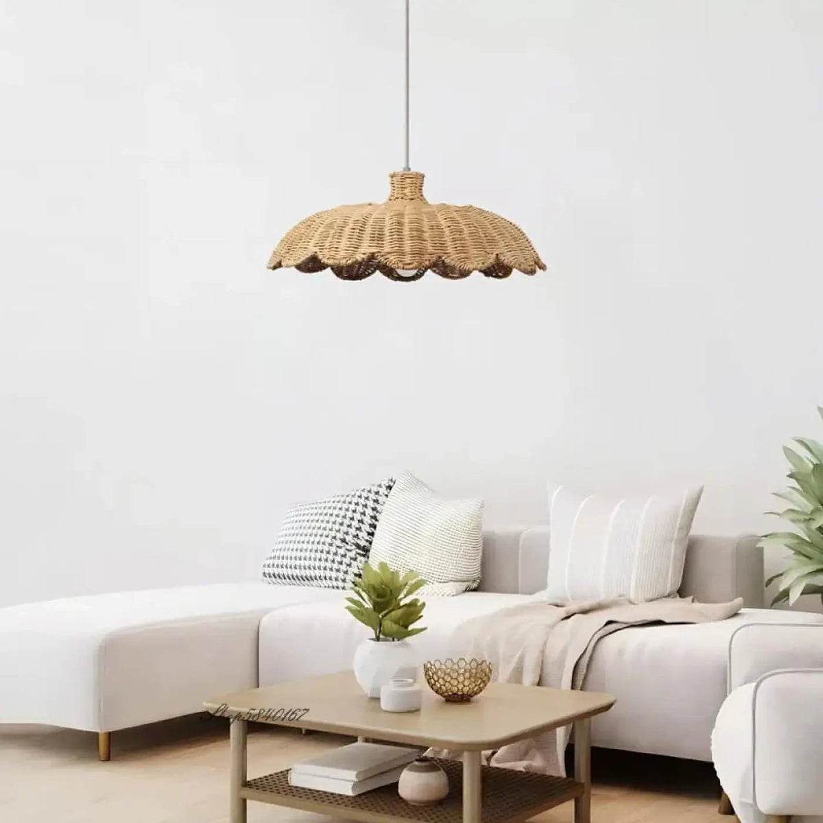 Suspension en rotin en forme de marguerite, quatre tailles