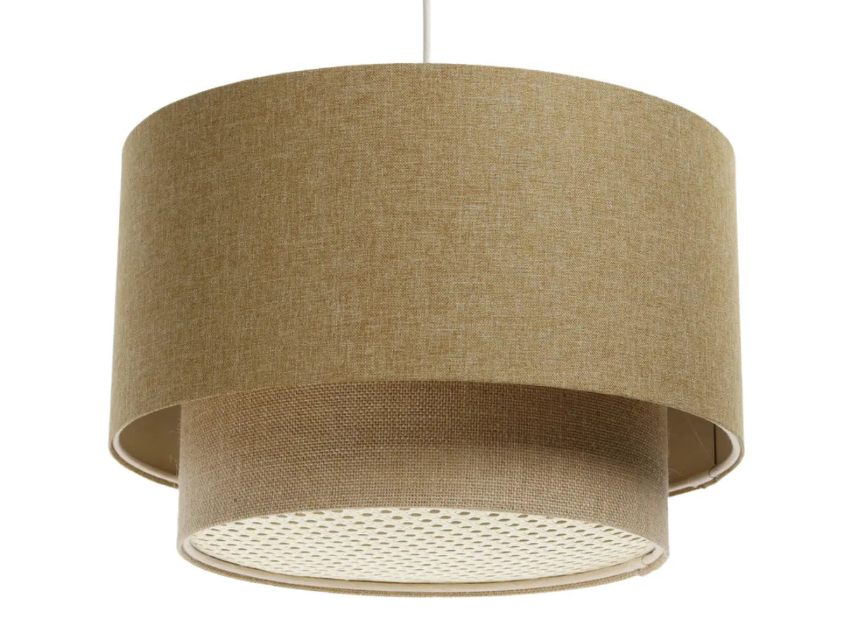 Suspension en rotin beige, abat-jour cylindrique, tailles S, M, L