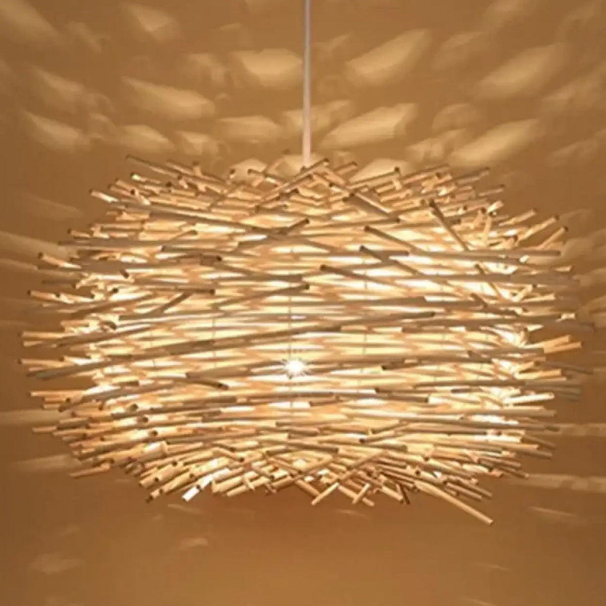 Suspension en rotin forme nid d'oiseau, marron ou beige