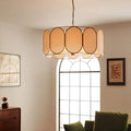Suspension art déco striée beige et dorée, tailles S et M