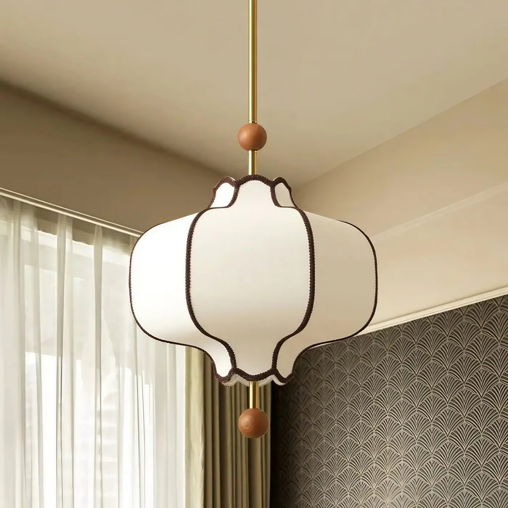 Suspension chic en tissu blanc, trois teintes de lumière