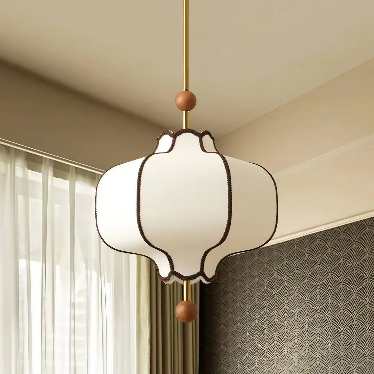 Suspension chic en tissu blanc, trois teintes de lumière