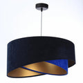 Suspension en tissu bleu marine effet velours, intérieur doré