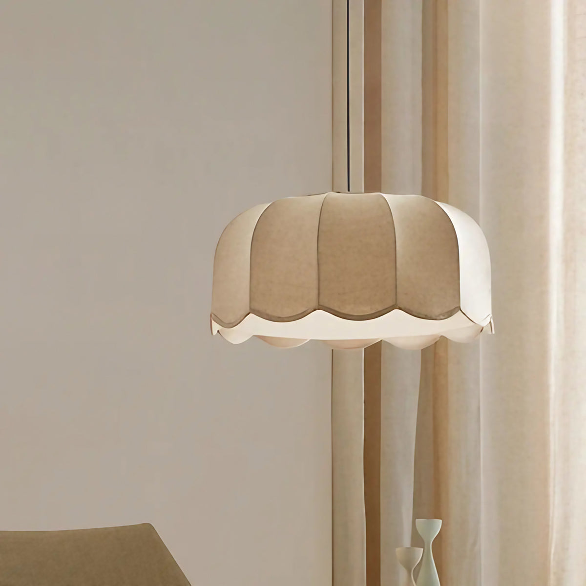 Suspension en tissu beige en forme de fleur, tailles S, M et L