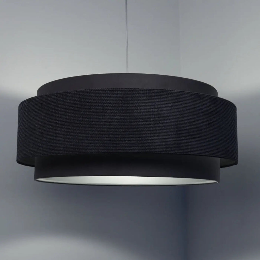 Suspension en tissu graphite et argent, style contemporain
