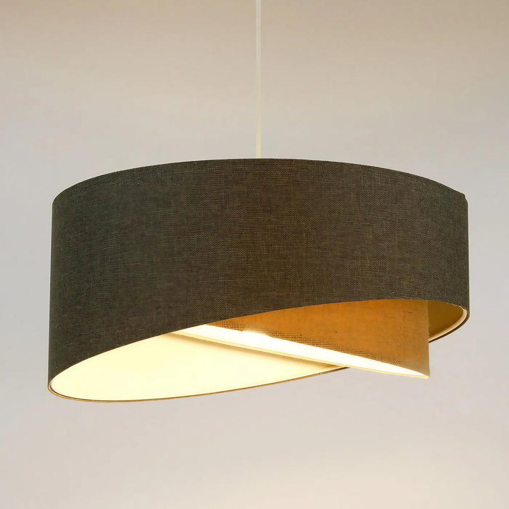 Suspension sculpturale en tissu graphite et beige, 4 tailles