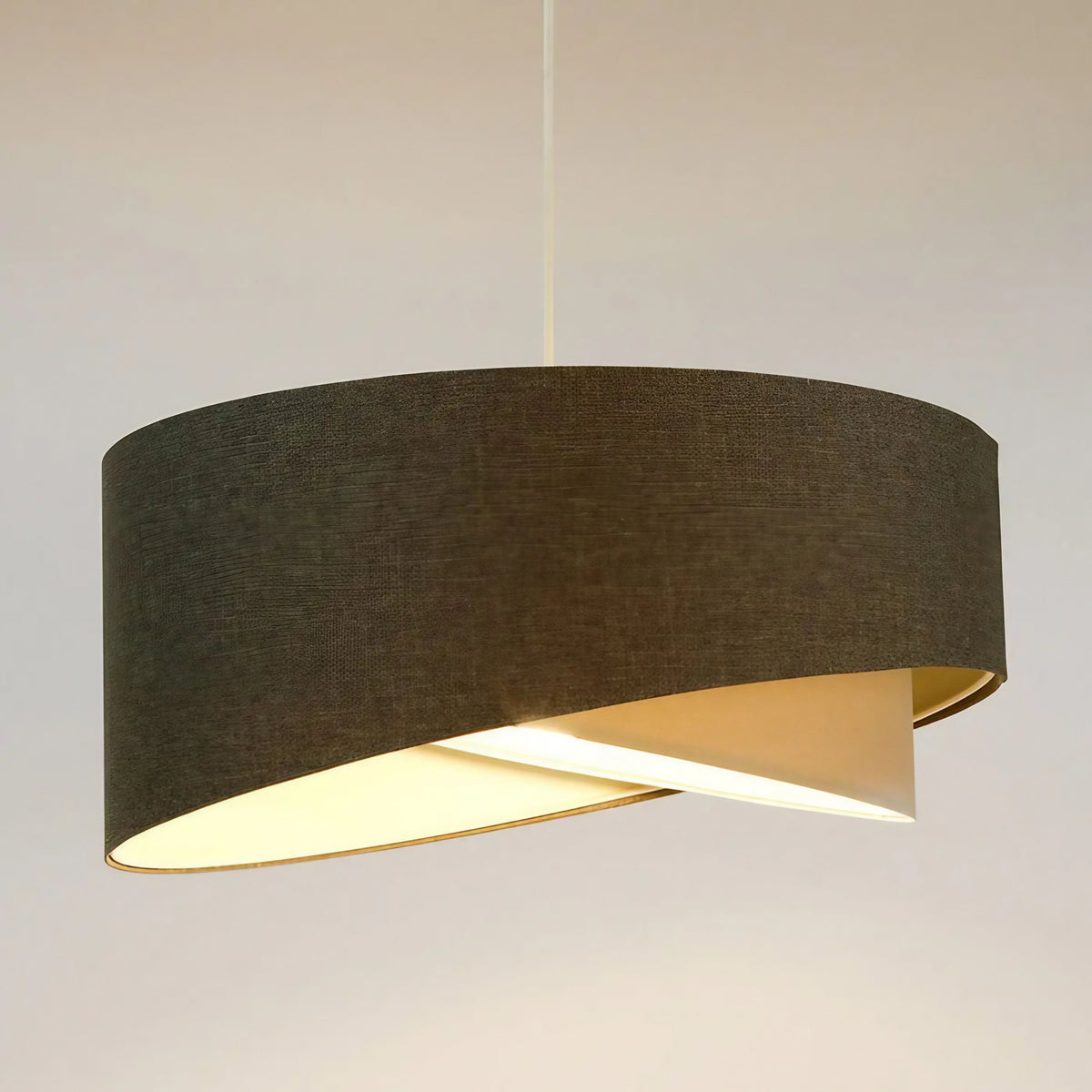 Suspension sculpturale en tissu graphite et crème, 4 tailles