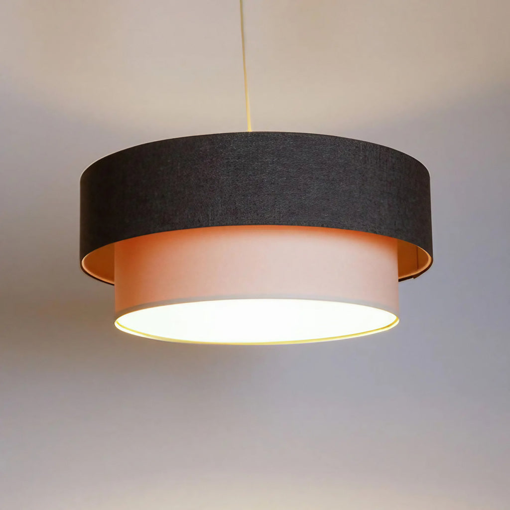 Suspension en tissu graphite et crème, forme arrondie, S, M, L