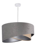 Suspension en tissu gris et beige effet velours, intérieur argenté