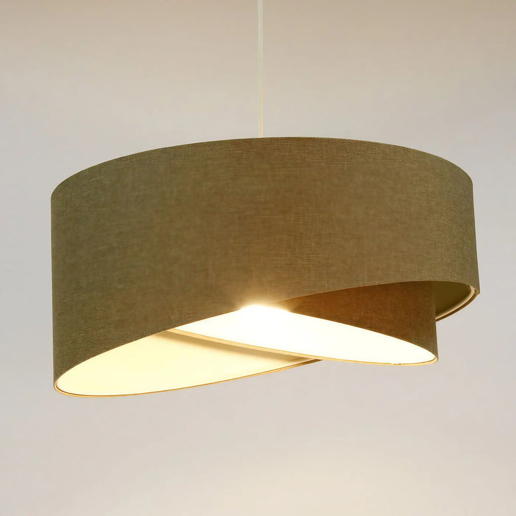 Suspension en tissu gris marron et écru, design sculptural, S à XL