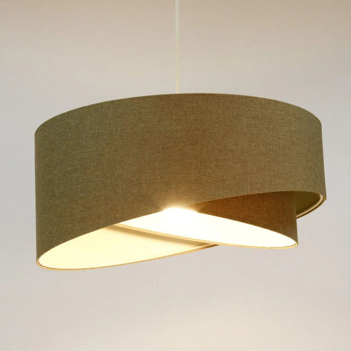 Suspension en tissu gris marron et écru, design sculptural, S à XL