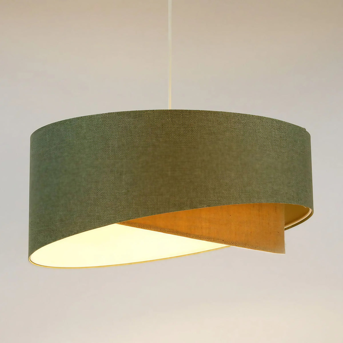Suspension sculpturale en tissu gris vert et beige, tailles S à XL