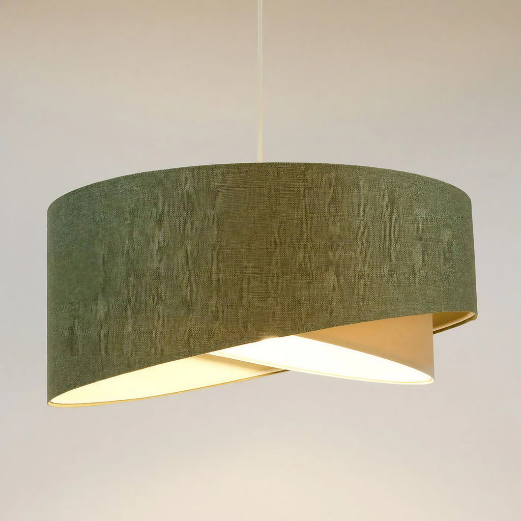 Suspension moderne en tissu gris vert et crème, tailles S à XL
